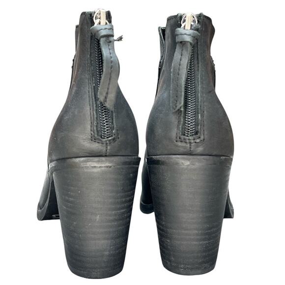 BP Leather Block Chunky Heel Ankle Boots Chelsea Zip Shoes Sz 10 Black Boho Moto - Picture 7 of 10